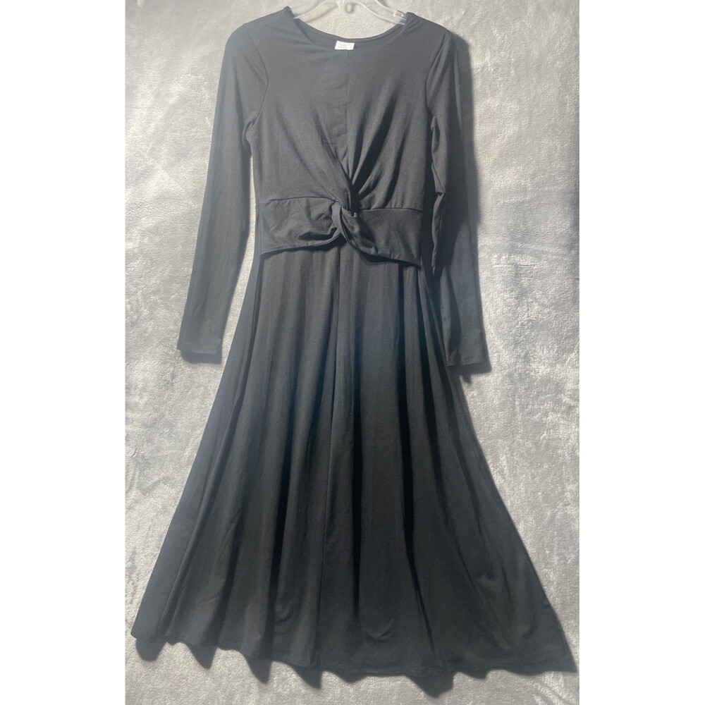 A New Day Women's Black Long sleeve Twist Front Maxi Dress Size Small